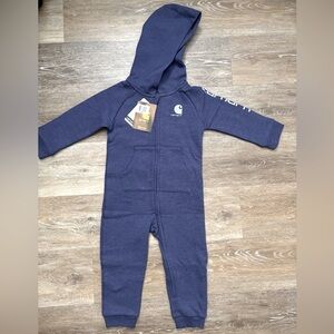 Girls Carhartt Baby Long Sleeve Dark Grape Hooded Coverall NWT